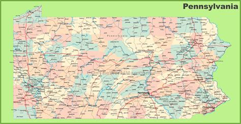 Map of Pennsylvania Cities .